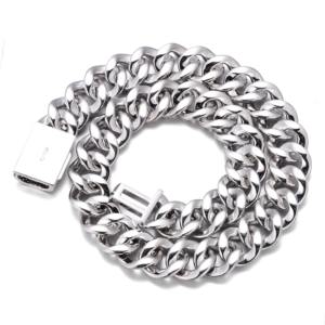 Collier Miami Cuban Link 18 mm en or blanc 10 carats avec diamants fabriqués, pour les fêtes, les bars, les performances, cadeau pour homme, anniversaire, bijoux - Product Image 2