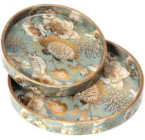 Plateau de service en bois de qualité supérieure avec art en émail floral et à carreaux Vaisselle écologique pour les fêtes d'anniversaire et les événements - Product Image 4