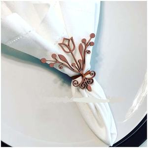 Anneau de serviette en forme de feuille plaqué or et argent, de nombreux modèles, décorations de Table de Restaurant de noël incroyables, boucle de serviette - Product Image 5