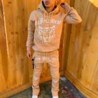 Sudaderas con capucha de algodón de peso pesado personalizadas con hombros caídos, borde cortado, dobladillo crudo, chándal acampanado recortado, Sudadera con capucha de espuma con estampado 3D para hombre
