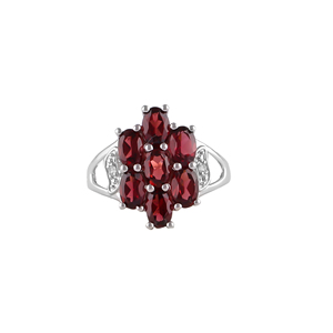 Handmade Women's Natural Garnet White Topaz <b>Ring</b> <b>925</b> Sterling <b>Silver</b> Platinum Oval Cut Diamond Everyday Wear Jewelry Shah Gems - Product Image 1