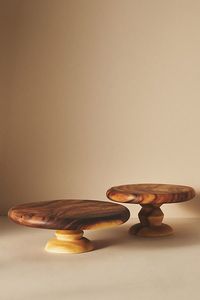 Support à gâteau en bois pour fête cuisine Dessert Base verre dôme couvercle pied assiette en bois décoration de gâteau - Product Image 5
