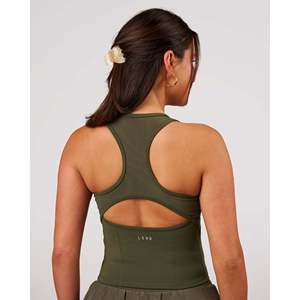 Aura Mesh Shelf Bra Tank-Pure Olive - Product Image 2