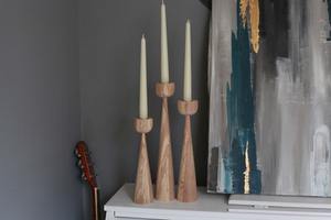 Nuevo Diseño de Portavelas de Madera, 4 Piezas, Hecho a Mano, Pulido, Diseño Personalizado, Alta Calidad para Decoración del Hogar y Bodas - Product Image 2