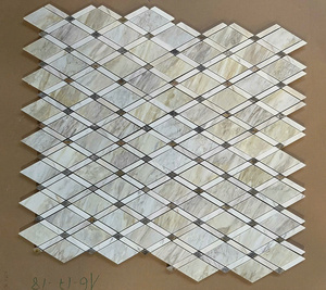 Mosaico de Madera con Diseño de Diamantes, Blanco con Puntos Negros, Mármol Pulido, Moderno, Resistente al Agua y Ecológico, para Paredes - Product Image 4