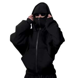 450 GSM Thick Hoodie with Ski Mask Oversized <b>Balaclava</b> Full Pullover Hoodie Sweatshirts Custom Design logo <b>Men's</b> Hoodies Factory - Product Image 1