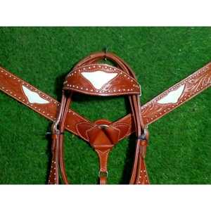 Ensemble de bride et de collier de poitrine Western Horse Western Tack Floral Tooled Headstall - Product Image 1