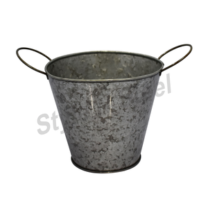 Maceta redonda galvanizada para decoración de hogar y jardín con macetas interiores de impresión con cuerda a precio mayorista - Product Image 1