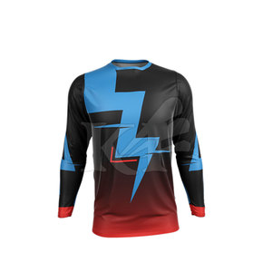 Lightweight Unisex Full Sleeve <b>T</b>-<b>shirt</b> % Polyester Breathable Motocross Custom Brand Sublimation Transfer Print 100g Fabric - Product Image 4
