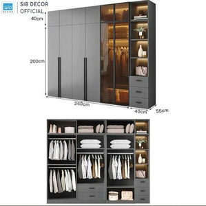 Armario de estilo moderno, armario de madera con puertas de cristal, armario de alta calidad, precio competitivo de tamaño completo - Product Image 4