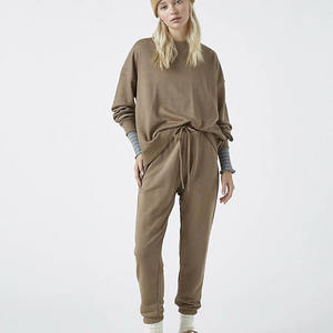 SAMMY WEARS, chándal de lana de algodón recortado personalizado para mujer, conjunto de chándal de Yoga de dos piezas, logotipo de talla grande de algodón 100% para invierno - Product Image 3