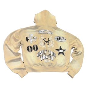 Sweat à capuche personnalisé 100% coton pour hommes avec fermeture éclair et lavage à l'acide Double fermeture éclair avec strass délavés au soleil 3D impression bouffante Vintage French Terry Boxy Hoodie - Product Image 6