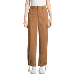 2025 ODM alta cintura Track Sweat Jogger señoras algodón polar Color bloque pantalones planos gruesos cálido-negro/marrón/piel cintura elástica - Product Image 5