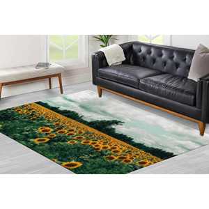 Tapis paysager champ de tournesols, tapis imprimé nature, facile à nettoyer, tapis doux non tissé - Product Image 3