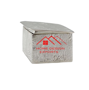 Boîte à bijoux en laiton moulé avec couvercle, design sculpté à la main, finition argentée - Product Image 3