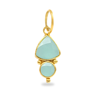 Aqua Calcedonia Trillion forma piedra preciosa bisel encanto colgante joyería diseñador encantos venta al por mayor joyería personalizada - Product Image 1