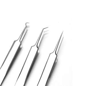 Ensemble de micro-pincettes manuelles en acier inoxydable de précision avec pointes droites/courbes/angulées pour la réparation électronique, les bijoux, l'utilisation chirurgicale - Product Image 2