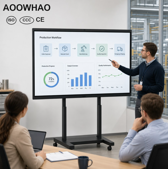 AOOWHAO Cheap Price 4K Conference Interactive Whiteboard Smart Board Touch Screen Display for Education and Business Meeting