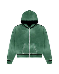 Survêtement de luxe pour hommes personnalisé Baggy 500 Gsm français éponge pantalons de survêtement à capuche ensembles pour bouffée impression empilé évasé solide motif - Product Image 4