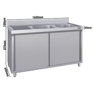 ตู้ซิงค์เชิงพาณิชย์ ECO - สแตนเลส - 1600x600 มม. - 2 ช่องซิงค์ด้านขวา - Product Image 2
