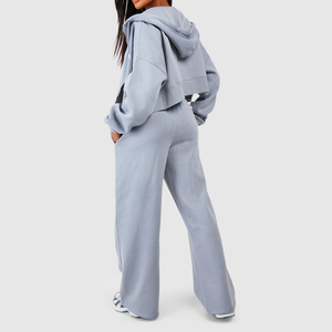 Nouveauté Hiver Printemps 2026 Ensemble 2 pièces pour femme : Pantalon superposé et sweat à capuche décontracté, personnalisable avec logo - Product Image 3