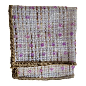 Handmade Knitted <b>Edge</b> Signature Border Pocket <b>Square</b> Purple Beige Wool British Style Hand Embroidery Blazer Suits Dining Elegant - Product Image 2