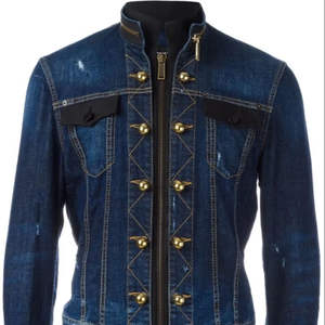 แจ็คเก็ตยีนส์ผ้าแคนวาสสไตล์วินเทจสำหรับผู้ชาย มีฮู้ด ทรงสลิมฟิต พร้อมโลโก้ด้านหน้า เหมาะสำหรับสไตล์ลำลองและงานเทศกาล - Product Image 2