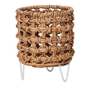 Stylish Hand-Woven Water Hyacinth Planter Basket with Plastic Liners: a Perfect <b>Cover</b> for <b>Plant</b> and Flower Pots - Product Image 3