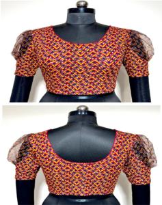 Blusa formal de verano modesta moderna Camisa de seda suave con patrón abierto frontal de nudo hermoso con estampado bordado Listo para usar - Product Image 1