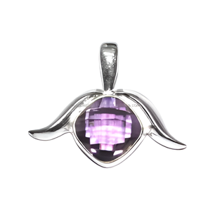 Colgante de piedras preciosas de amatista con forma de cojín de Plata de Ley 925, joyería, ajuste de bisel clásico, colgante de moda para Unisex. - Product Image 3