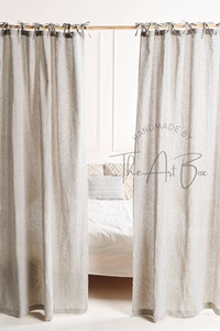 Naturel Organique Beige Rayures Verticales Rideaux Lin Sheer Rideau Tissu Boho Rideau Décor À La Maison Textile À La Main Drapé - Product Image 4