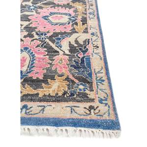 Alfombra de Lana Azul Savana Anudada a Mano para el Hogar, Diseño Clásico de Medallón Rectangular con Diamantes, Hecha a Mano para Adolescentes, para Sala de Estar o Pasillo - Product Image 4