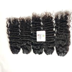 Cheveux humains vierges naturels non traités, couleur noire brute, cuticules alignées, Remy indien, 8-32 pouces, provenant d'un seul donneur - Product Image 5