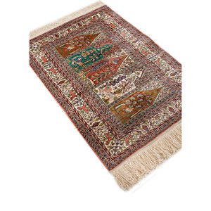 Gulmarg Large Area Hand Knotted <b>Silk</b> Rug <b>Red</b> Orange Floral Pattern 9x12 Rectangle Abstract Style Tabriz Model-Pae-4905 for Home - Product Image 2