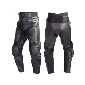 2024 nouvelles modes hommes motard pantalon en cuir véritable matelassé Cargo Multi poches noir moto pantalon