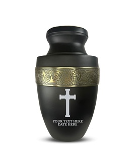 Personalized Human Cremation Urn for Adult Ashes Men Women Aluminum Urn with Name Date Design Black with Silver Rim Custom Size - Product Image 6