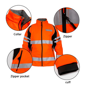 Chaqueta DE SEGURIDAD naranja con tiras reflectantes, tela elástica para construcción y trabajo nocturno - Product Image 3