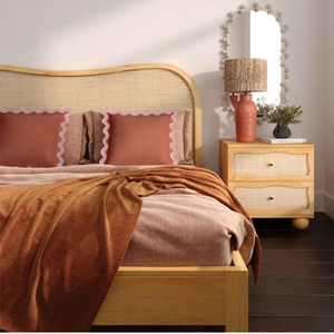 โครงเตียงควีนไซส์ทำจากไม้มะฮอกกานีเนื้อแข็งสีสำหรับเฟอร์นิเจอร์ตกแต่งบ้าน - Product Image 5