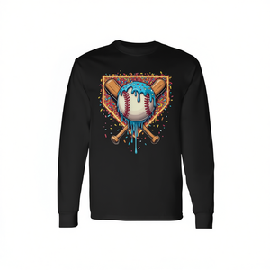 Maglietta a Maniche Lunghe per Ragazzi con Design Drip Home Plate - Abbigliamento da Baseball Divertente - Prodotto Promozionale - Product Image 2