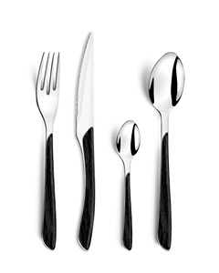Couverts faits à la main avec manche noir et finition argentée pour hôtels, restaurants, cafés, usage domestique et repas décontractés en provenance d'Inde - Product Image 1