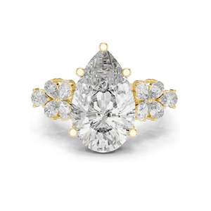 Anillo Floral con Diamante de Laboratorio en Forma de Pera de 6.8 CT para Mujer, Claridad VVS-VS EF, Oro de 18KT, 14KT, 10KT y Plata 925, Oro Rosa, Amarillo - Product Image 1