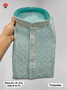 Rayonne Premium attrayante avec broderie de paillettes Travail Hommes Kurta Pyjama Fabricant et fournisseur de l'Inde au taux le plus bas - Product Image 4