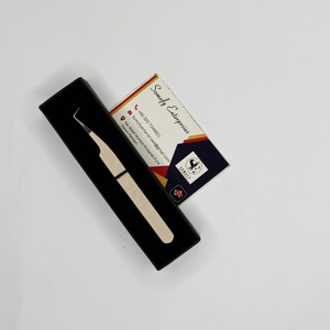 Meilleure qualité personnalisable fleur vente chaude fibre pointe extension de cils pince à épiler 90 degrés mince Kitty poignée conception coeur carré - Product Image 4