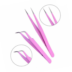 Colorful Stainless Steel <b>Mink</b> Eyelash Extension Straight Or Bend Optional Tweezers Professional Eye <b>Lashes</b> Tweezers - Product Image 2