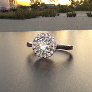 Avarta Jewellery Bague solitaire halo en or rose de 50 cents - Product Image 4