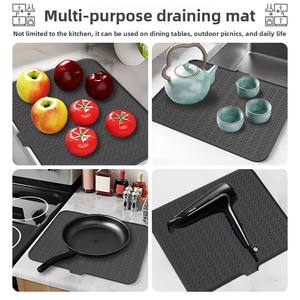 <b>Silicone</b> Kitchen Draining <b>Mat</b>-Non-Slip Heat-Insulating Dishes & Sink <b>Mat</b> with Modern Design - Product Image 3