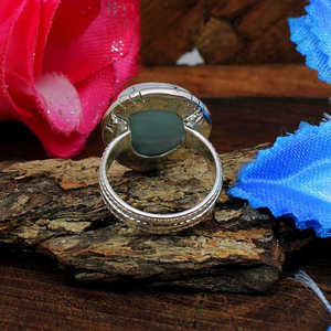 92.5 Bague En Argent Fantaisie Marquise Forme Dainty Larimar Gemstone Vermeil Placage Lunette Invisible Réglage Déclaration Style pour Les Amoureux - Product Image 4