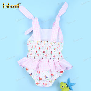 Traje de Baño de Sirena Elegante para Bebés Niñas, Cierre de Gancho y Bucle, 100% Algodón Orgánico, Estampado de Personajes, OEM ODM Venta al por Mayor-BB3154 - Product Image 6