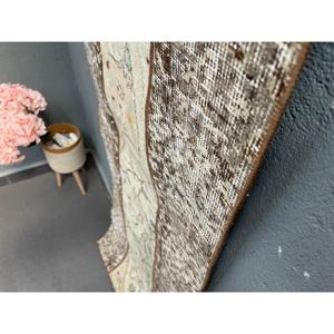 2.1x6.4 ft Vintage Rug, Rug, <b>Brown</b> Patchwork Rug <b>Wool</b> - Product Image 3