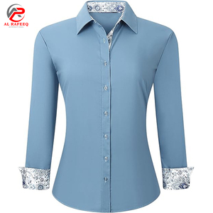 Camisa de contraste de manga larga de alta calidad para mujer con logotipo personalizado Camisa de dos tonos de moda - Product Image 6